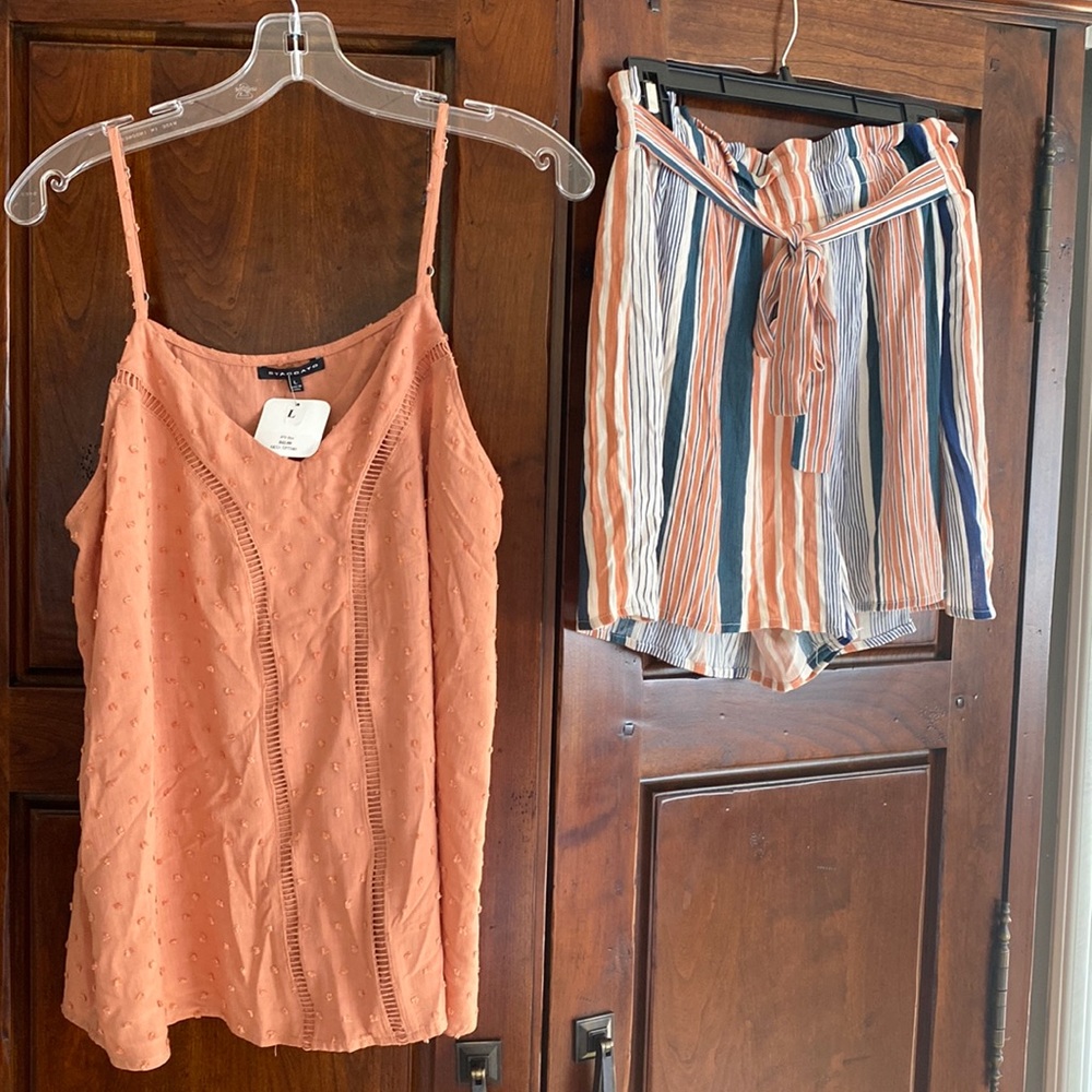 Very Cute! Paper bag Shorts and Swiss Dot Top to Match. Both Size Large.